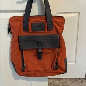 Cole Haan Women’s Rust/Orange Canvas Tote with Blue Leather Trim